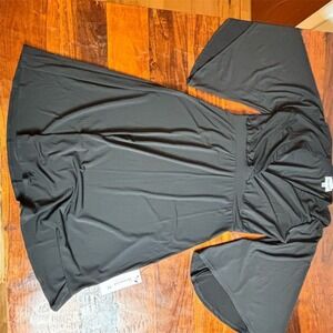 Veronica M Women's Black V-Neck Flutter Sleeve Knee Length Dress M‎